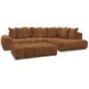 Image de Bobochic canapé d'angle fixe everest tissu chiné avec pouf orange angle droit EVEREST