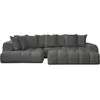 Image de Bobochic canapé d'angle fixe everest tissu chiné avec pouf gris foncé angle gauche EVEREST