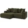 Image de Bobochic canapé d'angle convertible coffre atilla tissu chiné vert angle gauche ATILLA