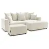 Image de Bobochic canapé d'angle convertible coffre atilla tissu chiné avec pouf blanc angle droit ATILLA