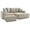 Image de Bobochic canapé d'angle convertible coffre atilla tissu texturé avec pouf beige angle droit ATILLA