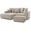 Image de Bobochic canapé d'angle convertible coffre atilla tissu texturé avec pouf beige angle gauche ATILLA