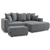 Image de Bobochic canapé d'angle convertible coffre atilla tissu texturé avec pouf gris foncé angle droit ATILLA