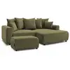 Image de Bobochic canapé d'angle convertible coffre atilla tissu texturé avec pouf vert angle droit ATILLA