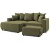 Image de Bobochic canapé d'angle convertible coffre atilla tissu texturé avec pouf vert angle gauche ATILLA