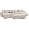 Image de Bobochic canapé panoramique fixe mont-blanc tissu chiné avec pouf beige MONT-BLANC