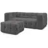 Image de Bobochic canapé droit fixe 3 places cloud avec pouf gris foncé CLOUD