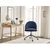 Image de Bobochic chaise de bureau lalie tissu texturé et pietement à roulettes avec hauteur ajustable bleu foncé LALIE