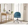 Image de Bobochic chaise de bureau lalie tissu velours côtelé et pietement à roulettes avec hauteur ajustable bleu foncé LALIE
