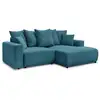 Image de Bobochic canapé d'angle convertible coffre atilla velours côtelé bleu clair angle droit ATILLA
