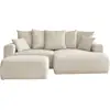 Image de Bobochic canapé d'angle convertible coffre atilla velours côtelé avec pouf beige angle droit ATILLA
