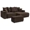 Image de Bobochic canapé d'angle convertible coffre atilla velours côtelé avec pouf marron angle droit ATILLA