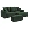 Image de Bobochic canapé d'angle convertible coffre atilla velours côtelé avec pouf vert foncé angle droit ATILLA