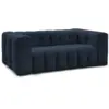 Image de Bobochic canapé droit convertible ouverture express 3 places cloud tissu lisse bleu foncé CLOUD