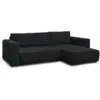 Image de Bobochic canapé d'angle réversible convertible coffre chelsea gros côtelé doux noir réversible CHELSEA