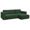 Image de Bobochic canapé d'angle réversible convertible coffre chelsea gros côtelé doux vert réversible CHELSEA
