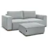 Image de Bobochic canapé droit convertible coffre chelsea gros côtelé doux avec pouf gris clair CHELSEA
