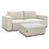 Image de Bobochic canapé droit convertible coffre chelsea gros côtelé doux avec pouf beige CHELSEA