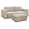 Image de Bobochic canapé droit convertible coffre chelsea gros côtelé doux avec pouf taupe CHELSEA