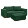 Image de Bobochic canapé droit convertible coffre chelsea gros côtelé doux avec pouf vert CHELSEA