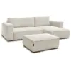 Image de Bobochic canapé d'angle convertible réversible coffre chelsea gros côtelé doux avec pouf beige réversible CHELSEA