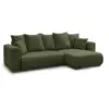 Image de Bobochic canapé d'angle convertible réversible coffre sidonie tissu chiné vert SIDONIE