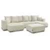 Image de Bobochic canapé panoramique convertible réversible coffre sidonie velours côtelé avec pouf beige SIDONIE