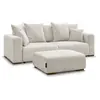 Image de Bobochic canapé droit convertible sidonie tissu chiné avec pouf beige SIDONIE
