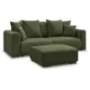 Image de Bobochic canapé droit convertible sidonie tissu chiné avec pouf vert SIDONIE
