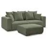 Image de Bobochic canapé droit convertible coffre sidonie velours côtelé avec pouf vert SIDONIE