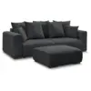 Image de Bobochic canapé droit convertible coffre sidonie velours côtelé avec pouf noir SIDONIE
