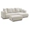 Image de Bobochic canapé d'angle convertible réversible coffre sidonie tissu chiné avec pouf beige SIDONIE