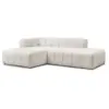 Image de Bobochic canapé d'angle fixe modulable annecy tissu bouclette blanc angle gauche ANNECY