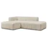 Image de Bobochic canapé d'angle fixe modulable annecy tissu bouclette beige angle gauche ANNECY