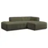 Image de Bobochic canapé d'angle fixe modulable annecy tissu bouclette vert angle droit ANNECY