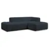 Image de Bobochic canapé d'angle fixe modulable annecy tissu bouclette bleu foncé angle droit ANNECY