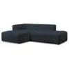 Image de Bobochic canapé d'angle fixe modulable annecy tissu bouclette bleu foncé angle gauche ANNECY