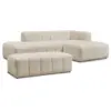 Image de Bobochic canapé d'angle fixe modulable annecy tissu bouclette avec pouf beige angle droit ANNECY