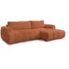 Image de Bobochic canapé d'angle convertible fuji tissu bouclette orange angle droit FUJI