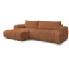 Image de Bobochic canapé d'angle convertible fuji tissu bouclette orange angle gauche FUJI
