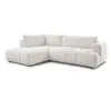 Image de Bobochic canapé d'angle l convertible fuji tissu bouclette blanc angle gauche FUJI