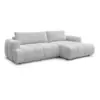 Image de Bobochic canapé d'angle convertible fuji tissu lisse gris clair angle droit FUJI