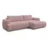 Image de Bobochic canapé d'angle convertible fuji tissu lisse rose angle droit FUJI