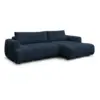 Image de Bobochic canapé d'angle convertible fuji tissu lisse bleu foncé angle droit FUJI