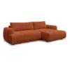 Image de Bobochic canapé d'angle convertible fuji tissu lisse orange angle droit FUJI