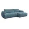 Image de Bobochic canapé d'angle convertible fuji tissu lisse bleu clair angle droit FUJI