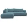 Image de Bobochic canapé d'angle l convertible fuji tissu lisse bleu clair angle gauche FUJI