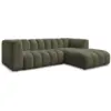 Image de Bobochic canapé d'angle fixe talia tissu bouclette vert angle droit TALIA