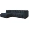 Image de Bobochic canapé d'angle fixe talia tissu bouclette bleu foncé angle gauche TALIA