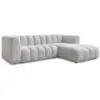 Image de Bobochic canapé d'angle fixe talia tissu bouclette gris clair angle droit TALIA